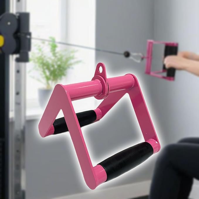 pistro V Bar Cable Attachment for LAT Pulldown & Rows - Steel & TPE Double Handle (18cmx15cm/7.1" x5.9) - Home & Gym Strength Training Equipment