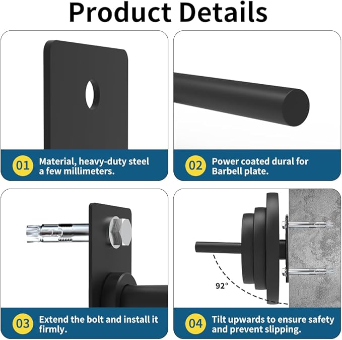 Wall Mounted Weight Plate Holder, Bumper Plate Rack for Home Gym Wall Organized, All Kinds Sizes