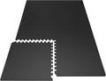 PRAISUN 0.6" Thicker Rubber Top Gym Flooring for Home Gym, 6 Pcs 24 Sq Ft Workout Mats, Exercise Mat, Interlocking Rubber Floor Mats with High Density EVA Foam for Garage, 24 x 24in, Black