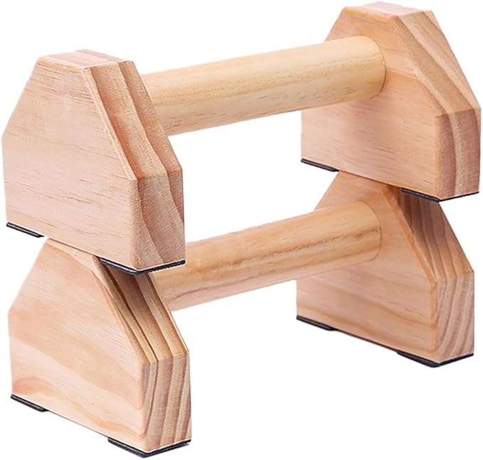 Didiseaon Solid Wood Push-up Bracket Pair, Muscle Training Fitness Equipment with Handstand Bars for Home Strength Training and Calisthenics