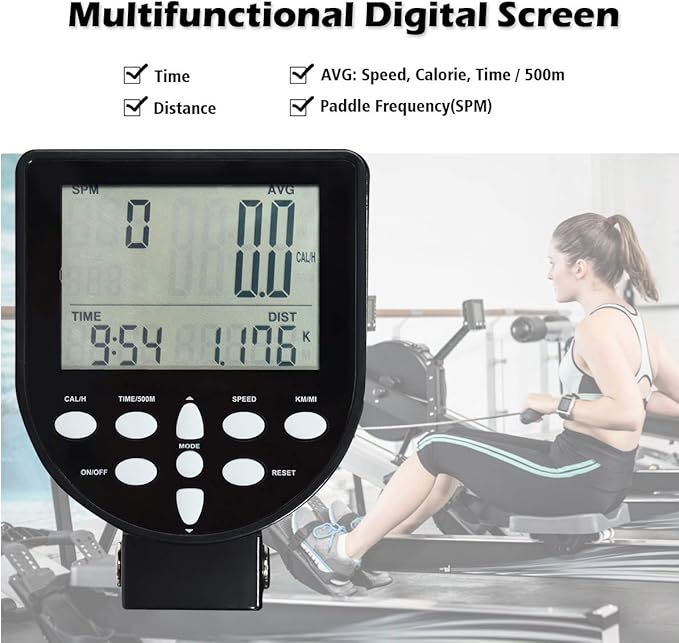 Goplus Water Rowing Machine Dual Track Adjustable Resistance with LCD Display and Large Weight Capacity for Home Use