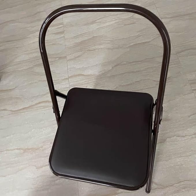 Pilates Yoga Chair,Backless Yoga Chair Prop,Yoga Chair Iyengar,Yoga Inversion Chair,Metal Folding Chair,Brown