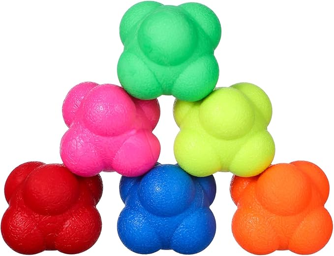 Luxshiny 6PCS Agility Reaction Balls - Multi-Surface Training Balls for Reflex, Hand-Eye Coordination & Speed - Baseball/Tennis/Badminton Sports Equipment (4cm, Assorted Colours)