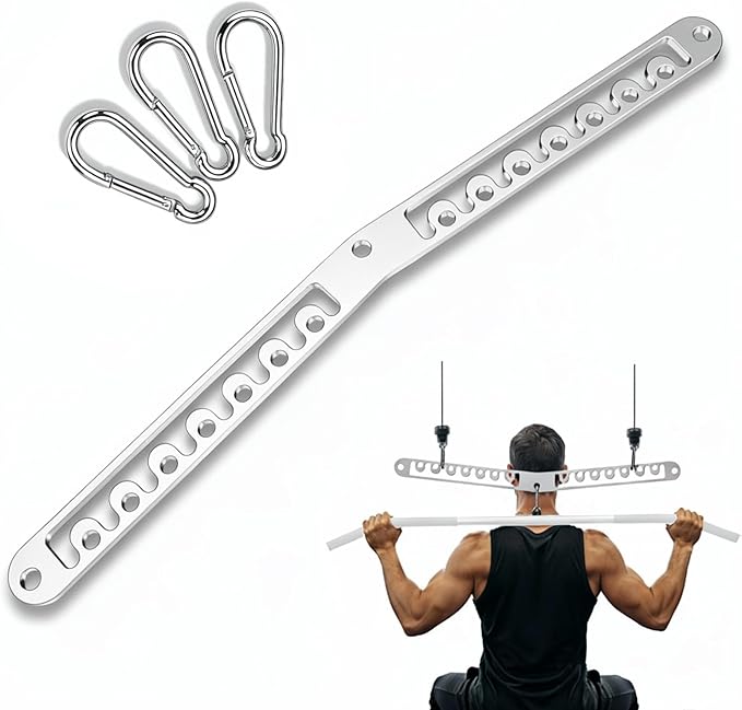 J Bryant Stainless Steel Double to Single Pulley Adaptor Plate for Cable Machine – Fitness Dual Pulley Connector with 3 Carabiners for LAT Pulldown, Triceps Pushdown, and T Bar Row Accessories
