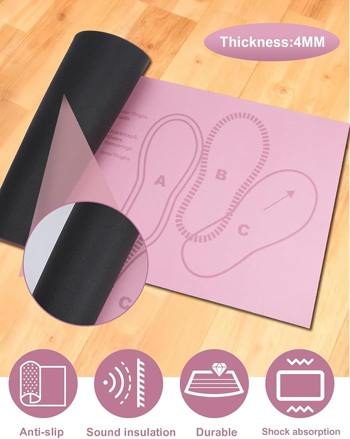 Squat Mat with Foot Position,Large Squat Target Pad 30'' X 13.8'',4mm Thickness Squat Mat Foot Positioning, Exercise Mat for Squats, Leg and Abdominal Workouts