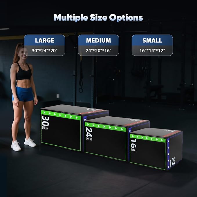 3 in 1 Foam Heavy Duty Plyometric Jump Box for Home Gym,Workout Box Non-Slip PVC Leather Easy to Clean for Jump Training, HIIT Exercises and Lower Body Strength Training