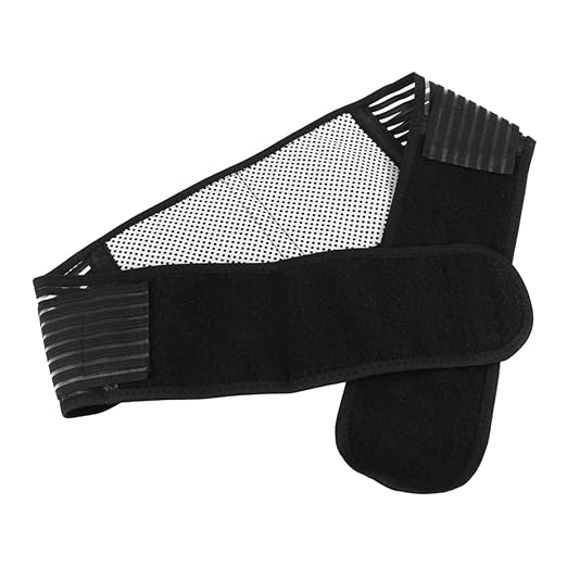 2pcs Portable Adjustable Magnetic Therapy Waist Support Belt for Lower Back Self-heating Design Double Pull Strap Black for Rehabilitation and Daily Use