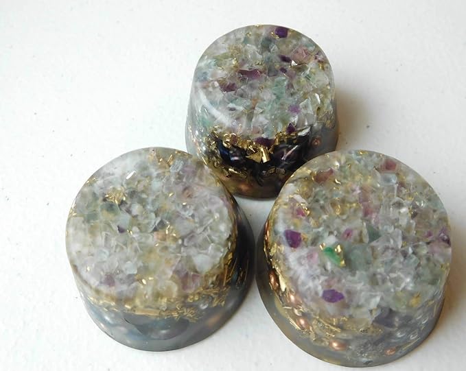 Rainbow Fluorite Orgone Generator Energy Accumulator 528Hz/7.83Hz/Advance Harmonics Many Beautiful Ingredients and Colors! (Rainbow Fluorite)