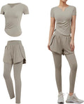 Xxl Black & Khaki 2-Piece Women'S Pilates Set, Breathable, Sweat-Wicking Activewear For Yoga & Running