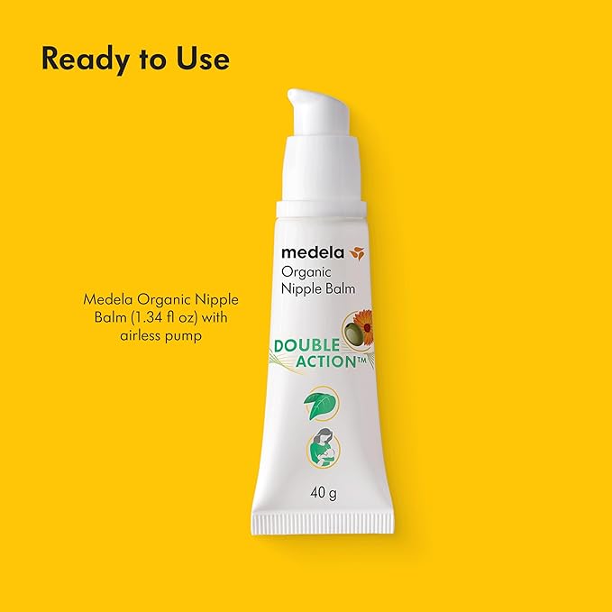 Medela Organic Nipple Cream & Pumping Lubricant, Soothes & Nourishes for Breastfeeding, Made with Natural Ingredients, Provides Fast Relief for Sore Nipples, Postpartum Essential, 1.34 fl oz