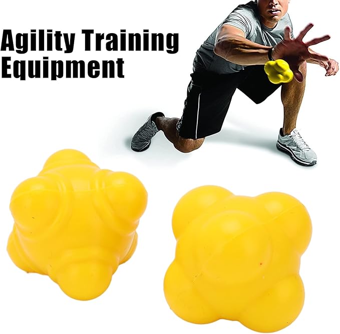 plplaaoo 2pcs Reaction Ball, Reactivity Ball,Field Training Ball, Agility Trainer for Baseball,Irregular Ball Agility Trainer Hand Eye Coordination Training Ball Rubber Reflex Ball