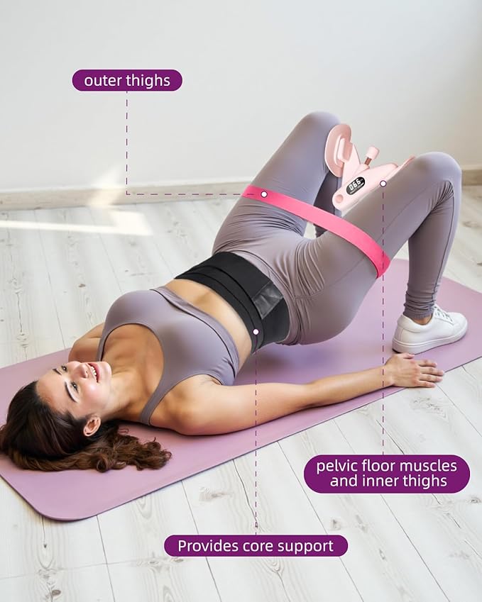 Thigh Trainer, Pelvic Floor Muscle Trainer Adjustable Resistance Inner Thigh Exerciser, Kegel Trainer for Postpartum Rehabilitation 20LB Resistance Band Pelvic Floor Strengthening
