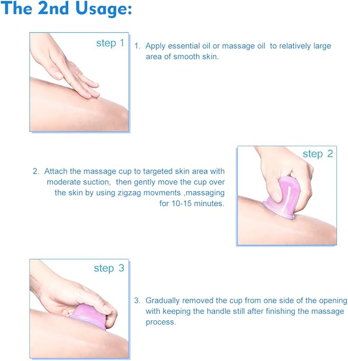 lychee Anti Cellulite Cupping Therapy Set for Family 4Pcs Silicone Vacuum Massage Cups - Chinese Cupping Kit for Body and Massager for Adults Home Use (Light Purple)