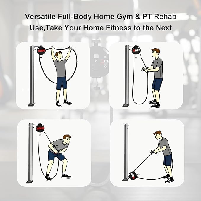 Endless Rope Trainer,Portable Cable Pulley System, Pulley Rope Climbing Machine with Adjustable Resistance, Ideal for Home Gym Enthusiasts Beginners, Rehabilitation Patients