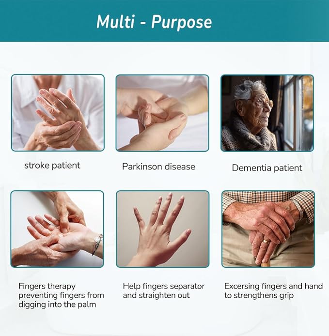 Palm Grip Protector, Hand Contracture Cushion with Finger Separator, (2 Pack) Finger Therapy and Hand Exercisers for Stroke, Arthritis, Parkinson Dementia
