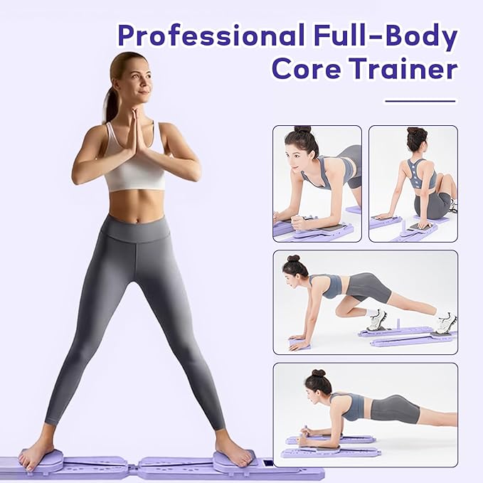 Pilates Board, Portable 7-in-1 Multifunctional Pilates Reformer Equipment with Timer, Anti-Slip and Quiet Design Pilates Reformers for Home Workout, Core Exercise for Women