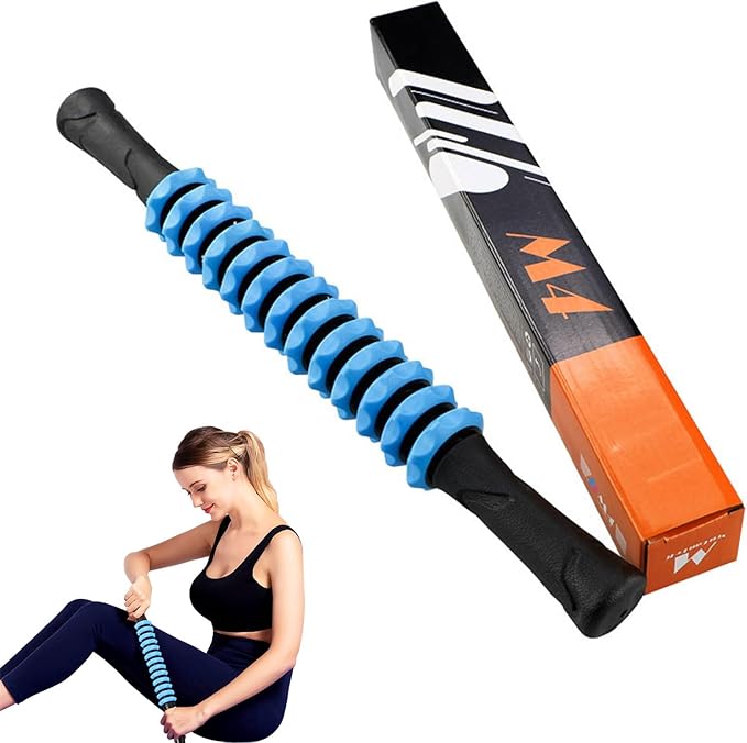 Muscle Roller Stick, Yoga Massage Roller Bar Fitness Beauty Tool for Athletes Relief Leg Back Pain (Blue)
