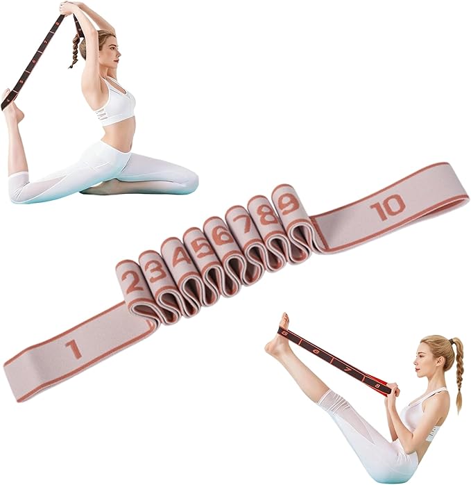 Fitness Resistance Band for Stretching and Yoga, Fashion Puller Exercise, 8/10 Loops Elastic Exercise Bands for Adults, Exercise Bands with Handles for Full Body Stretching Shaping