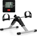 Goplus Mini Exercise Bike, Folding Under Desk Bike Pedal Exerciser with LCD Display, Adjustable Resistance, Portable Lightweight Foot Peddler Machine for Seniors Arms Legs Workout Office Home Fitness