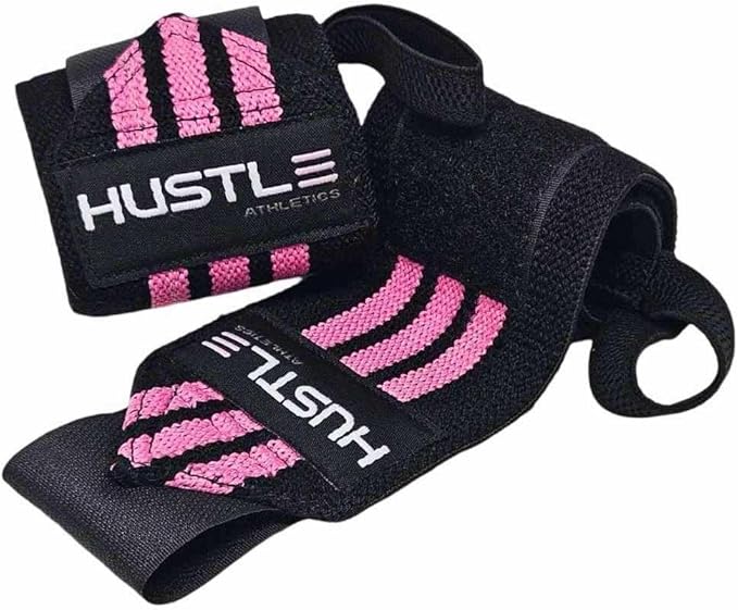 Hustle Athletics Wrist Wraps for Weightlifting - 18" & 12" Premium Wrist Support Weight Lifting Wraps to Lift Heavier & Train Harder - Heavy Duty Powerlifting & Bench Press Gym Straps for Men & Women