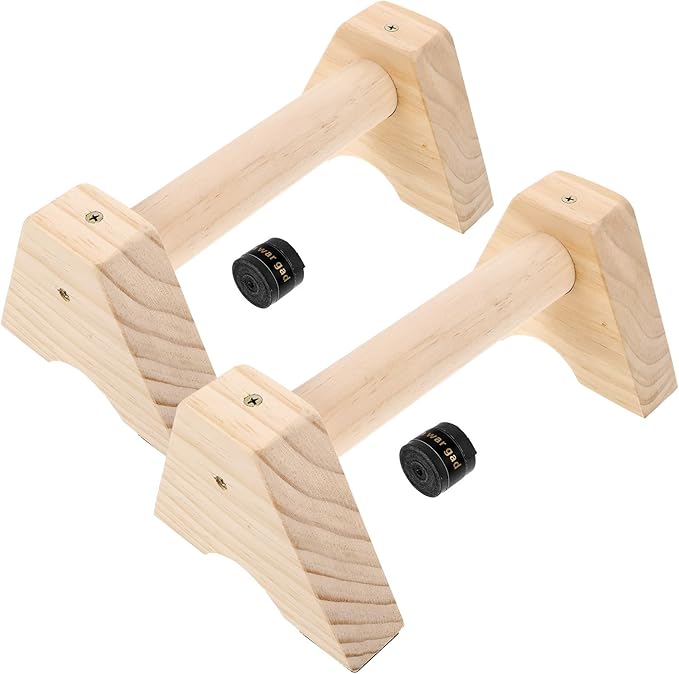 Cabilock Wooden Push up Bars Parallettes Push up Handles Beech Wood Pair 30cm Gymnastic Pushup Stands for Men Women Calisthenics Strength Training Equipment