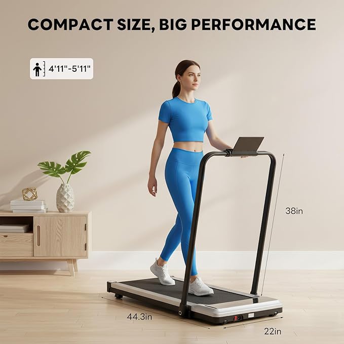 Sweetcrispy Compact Treadmill for Small Spaces, Quiet Under-Desk Walking Pad, Slim & Portable Design for Home Office Workouts, Easy to Store, Ideal for Apartments and Work-from-Home Fitness