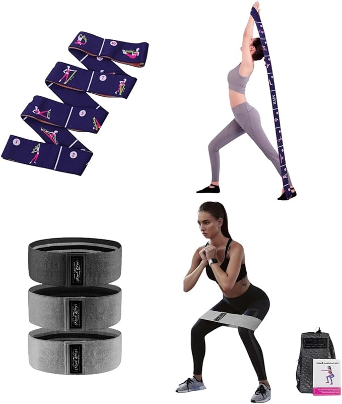 Ab Roller Home Gym Equipment – 4 Wheels Ab Wheel Muscle Roller with LCD Screen, Yoga Stretching Strap, 3 Resistance Bands – Comfortable Elbow Support with Non-Slip Handles – Time and Calorie Count