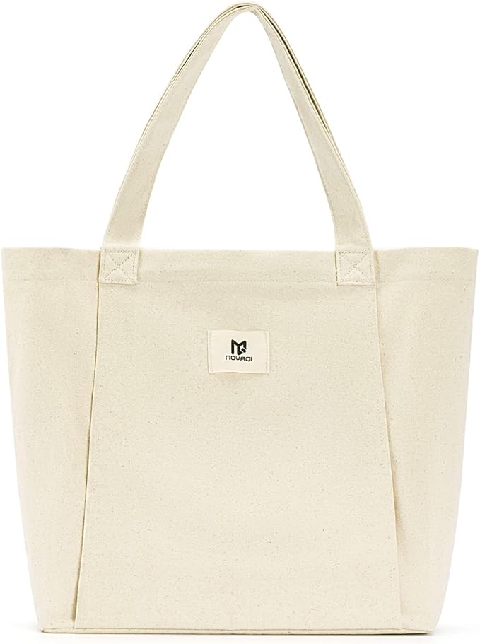 Moyaqi Canvas Tote Bag with Yoga Mat Carrier Pocket Carryall Shoulder Bag for Office, Workout, Pilates, Travel, Beach and Gym