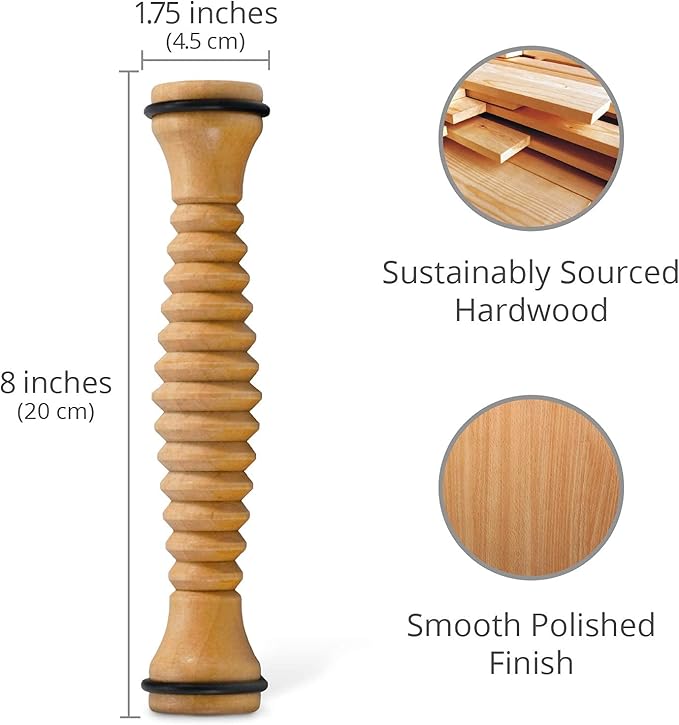 Body Back Wooden Foot Roller, Foot Massager for Plantar Fasciitis, Stress Relief, Relaxation