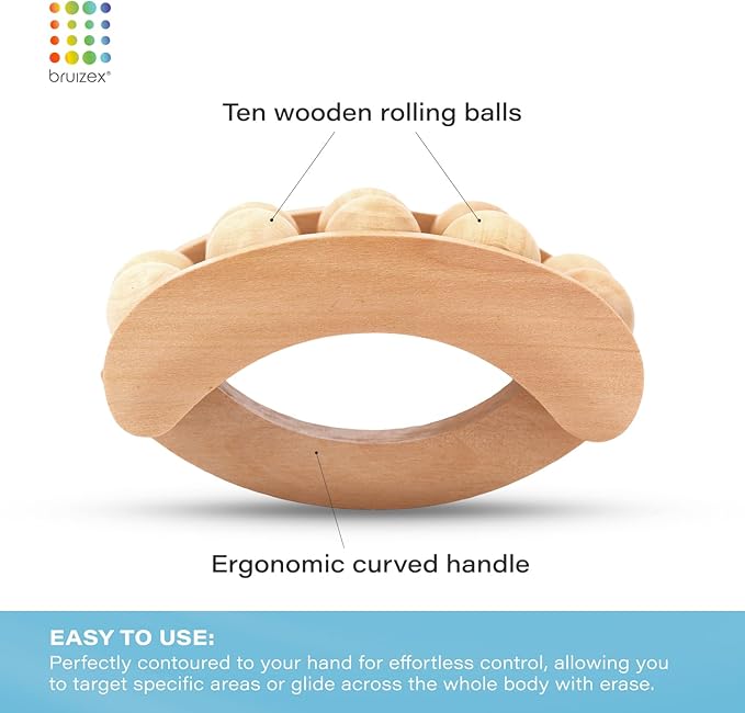 Wood Therapy Massage Tool | Lymphatic Drainage Massager | Cellulite, Fascia, Leg, Back & Thigh Muscle Roller for Post Liposuction & Fibrosis Treatment | Surgery Recovery 360 Lipo| Tummy Tuck & BBL
