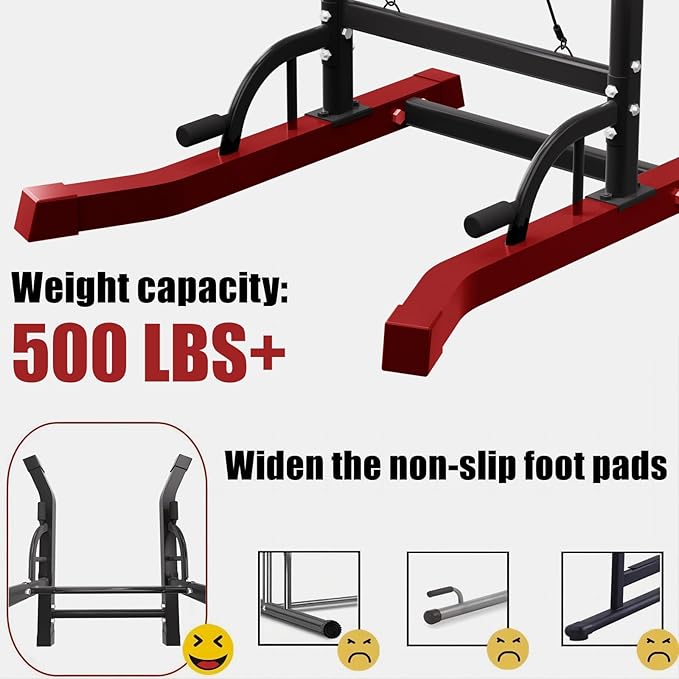 Power Tower Pull Up Bar for Home Gym, Multi Functional Pull Up Bar Stand Dip Bar Station, Adjustable Height Workout Dip Station Strength Training Fitness Equipment