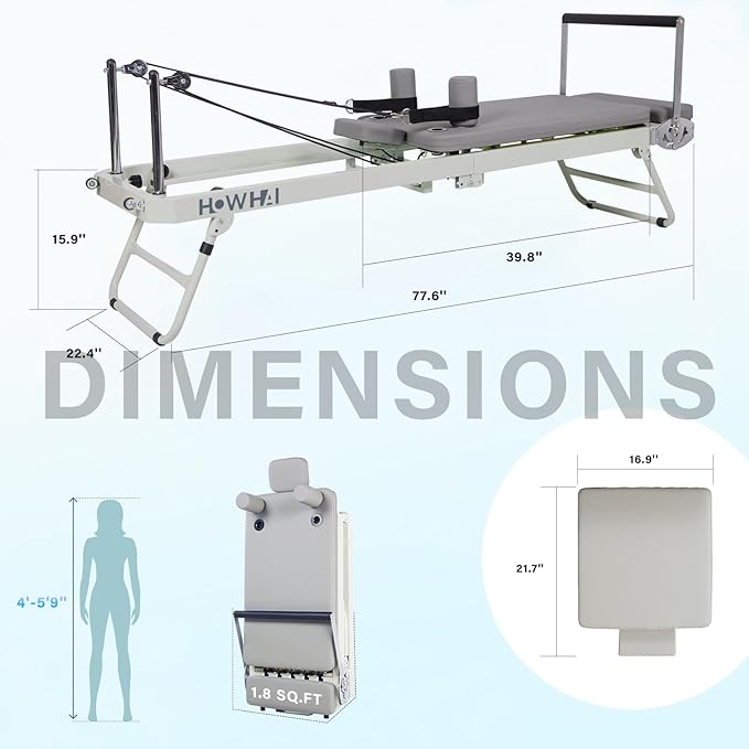 Reformer Pilates Machine, Foldable Pilates Reformer with Jump Board, Pilates Equipment for Home Gym Studio Use with 153 lbs Adjustable Resistance (400lbs Capacity)