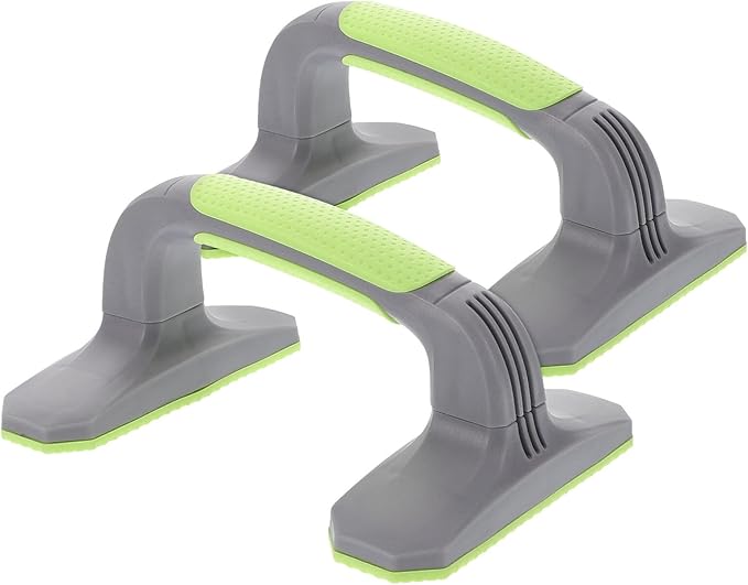 2pcs Push up Bars Handles Non-slip Plastic Strength Training Pushup Stands Grip for Home Workout Fitness Yoga Gray and Green
