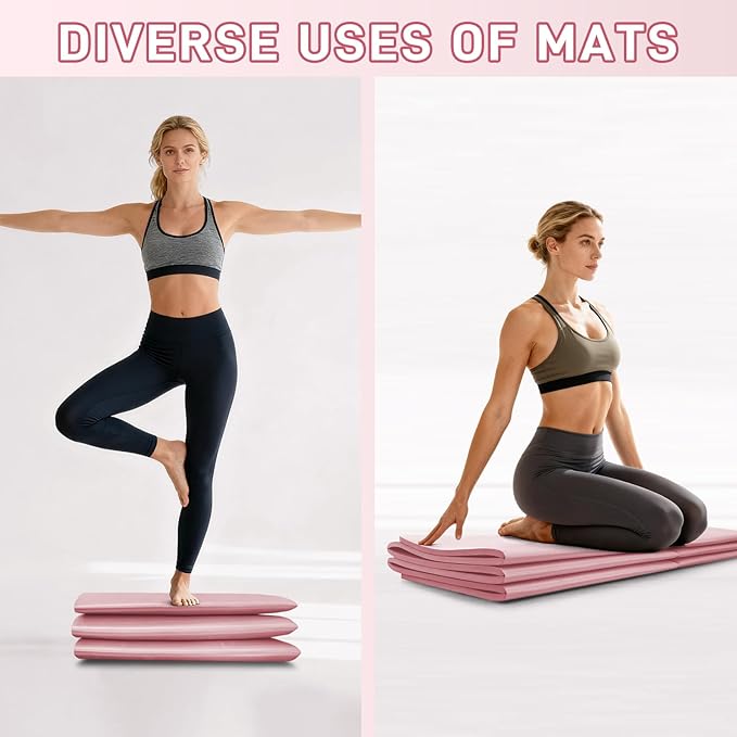Foldable Yoga Mat for Travel 72"x 32"x 0.32"Inch, 8mm Thick Folding Exercise Mat, Outdoor Non-slip Pilates Mat for Women & Men, Wide Yoga Mat Packable for Workout and Fitness