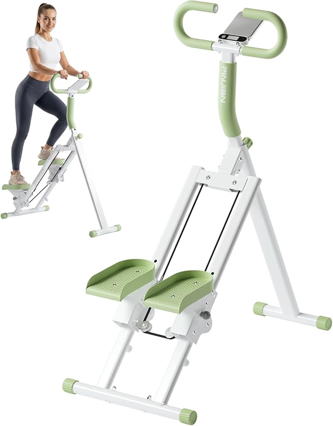 Stair Steppers for Exercise at Home, Folding Vertical Stair Stepper Climber, Full-Body Cardio Machine with Adjustable Handles, Steel Frame & Digital Monitor