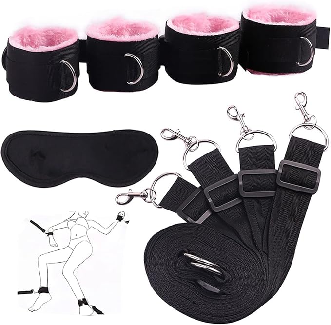 Set Casual Pink Yoga Belt and Eye Mask for Better Sleep Quality-Q
