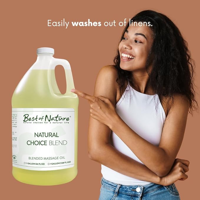 Best of Nature Natural Choice Blend Massage Oil – Professional-Grade, Lightweight & Non-Greasy Moisturizing Oil for Massage Therapy, Spa & Home Use, Gallon (128 fl oz)