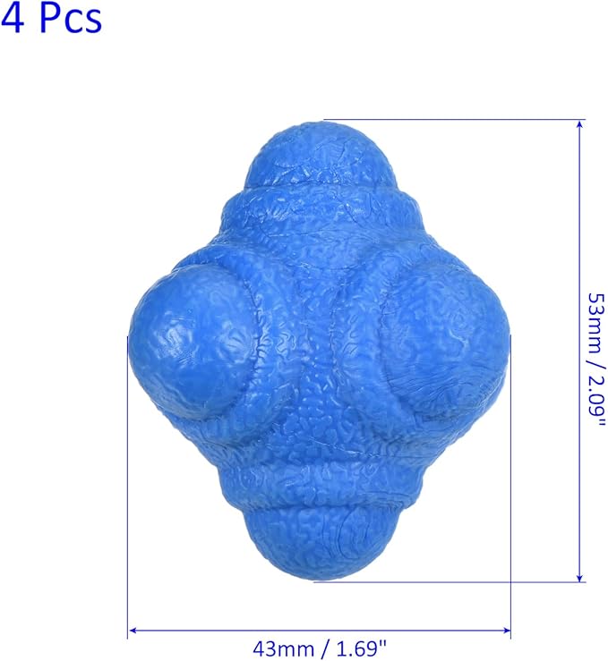 4 Pack Reaction Ball - TPR Low Difficulty Flexibility Training Ball Apply to Sports Exercise Daily Use (43 x 43 x 53mm, Blue)