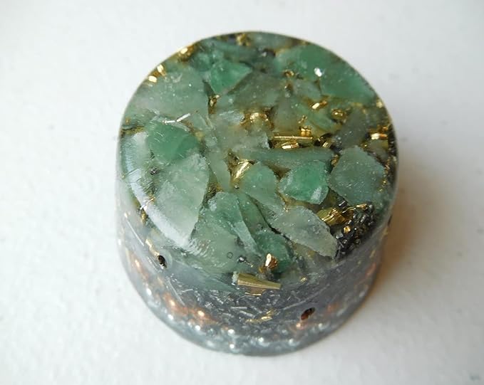Rise Perspective Aventurine Green Orgone Generator Energy Accumulator 528Hz/7.83Hz/Advance Harmonics Many Beautiful Ingredients and Colors! (Aventurine Green)