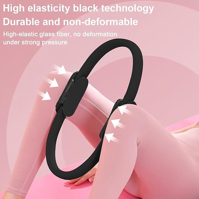 Pilates Ring Fitness Circle 14.96" Yoga Rings Magic Circle with Dual Padded Handles for Toning Arms, Thighs/Legs & Core
