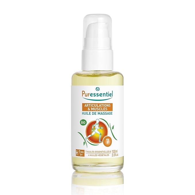 Puressentiel Muscle Relaxing Organic Massage Oil with Arnica and Wintergreen - Aromatherapy Oil for Muscle Tension - Alcohol Free, Plant Based - Revive Sore, Tired Joints and Body Aches - 3.5 Oz