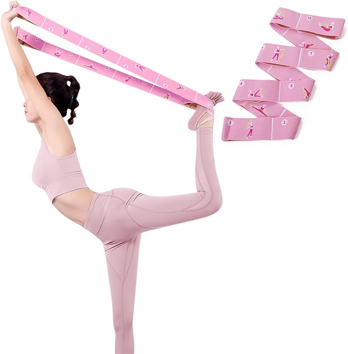 Extra-Wide Yoga Stretch Straps with 11 Loops - Adjustable & Reinforced Stretching Bands for Pilates, Dance, Gymnastics & Physical Therapy, Premium Home Training Equipment