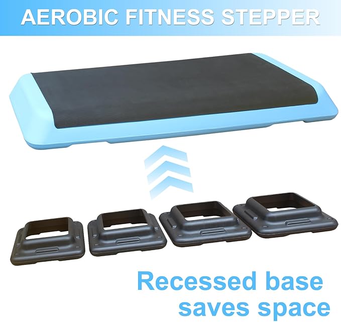 Aerobic Step Platform 30" × 14" Height Adjustable Workout Step for Fitness Strength Training with Risers Exercise Platform for Home Gym