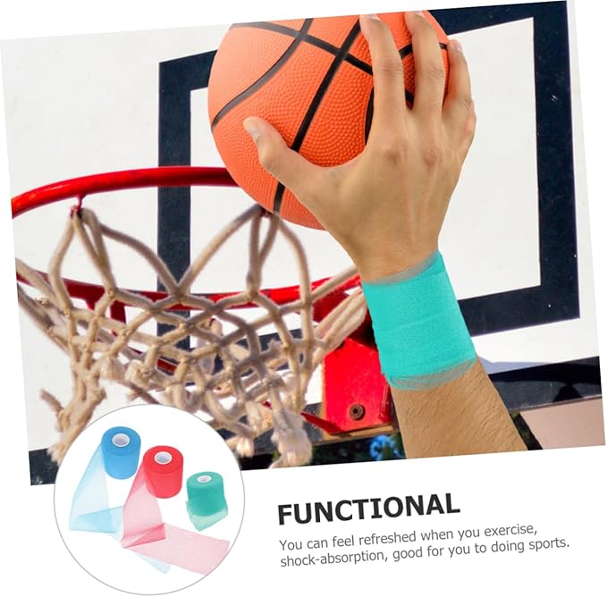 3 Rolls of Elastic Sports Tape Breathable Athletic Wraps for Joint Protection Sponge Padding for Shock Absorption for Football Badminton and Outdoor Training