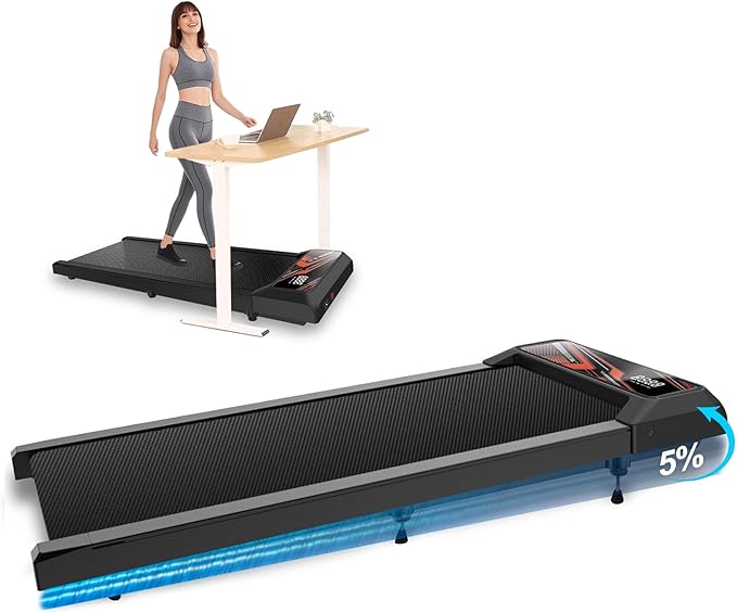 Under Desk Treadmill, Walking Treadmill Pad, 2.5 HP 265 Lbs Low Noise Walking Pad Incline LED Display with Remote Control Walking Jogging Running Machine, Treadmills for Home and Office