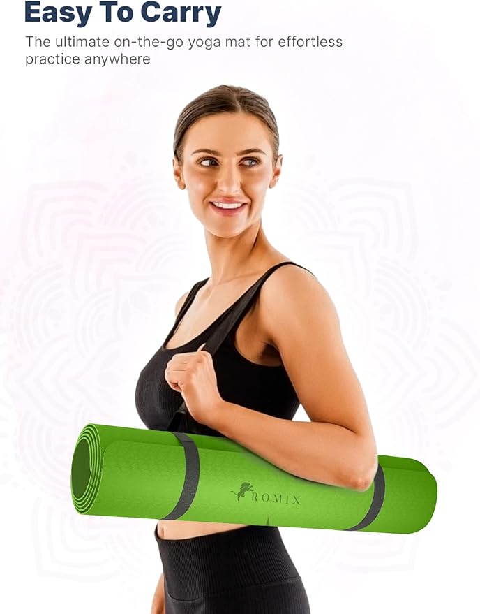 ROMIX Pro Yoga Mat Thick 6mm (1/4 inch), 72"L x 24"W Non-Slip Workout Mat with Alignment Lines, Large Yoga Mats for Women Men With Carry Bag, Exercise Mats for Home Workout Training Equipment