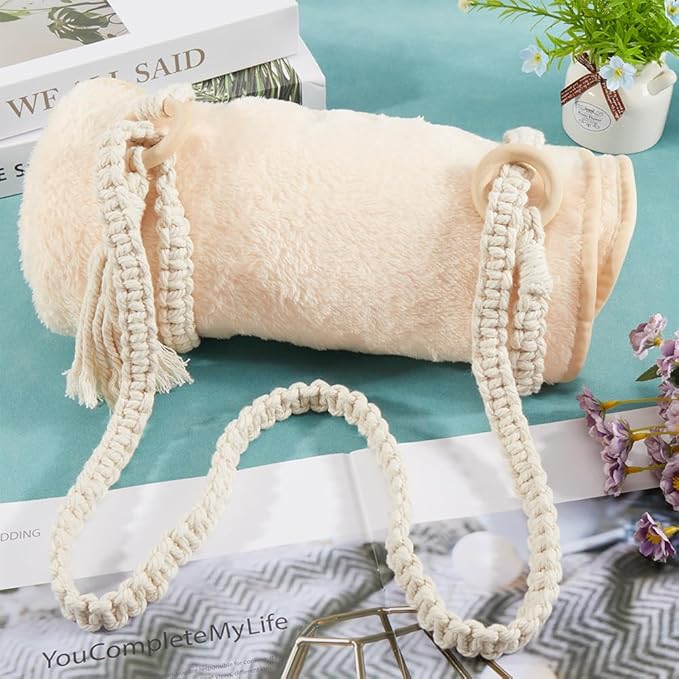 GORGECRAFT Macrame Yoga Mat Carrying Strap Yoga Mat Sling Carrier Blanched Almond Adjustable Travel Tassel Crossbody Braided Cotton Yoga Carry Straps Sling for Yoga Sport Carrying Outdoor