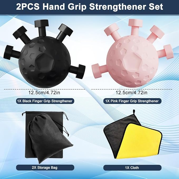 2PCS Grip Strength Trainer Ball, Upgraded forearm strengthener, Adjustable Hand Grip Strengthener For Strength Trainer Hand Squeezer Stretcher Extender Workout