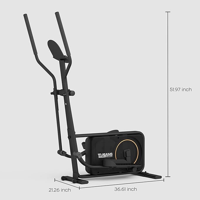 TOUSAINS Elliptical Trainer ET3, 32 Levels Magnetic Resistance, 18" Stride Length Elliptical Machine for Home, Compact Design with Hyper-Quiet Drive, 265 lbs Weight Capacity