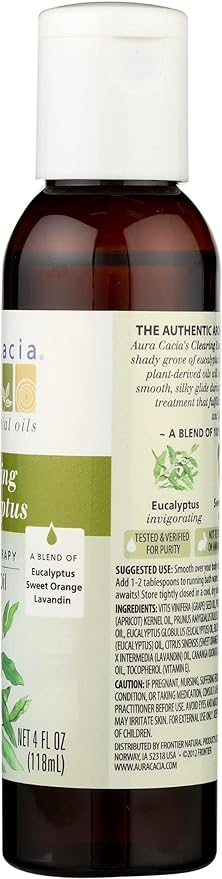 AURA CACIA Eucalyptus Massage Oil, 4 FZ